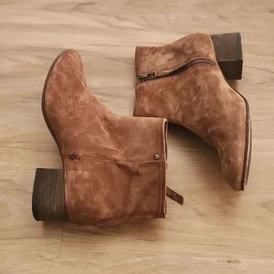 Trask Suede Leather Vivian Brown Zipper Booties